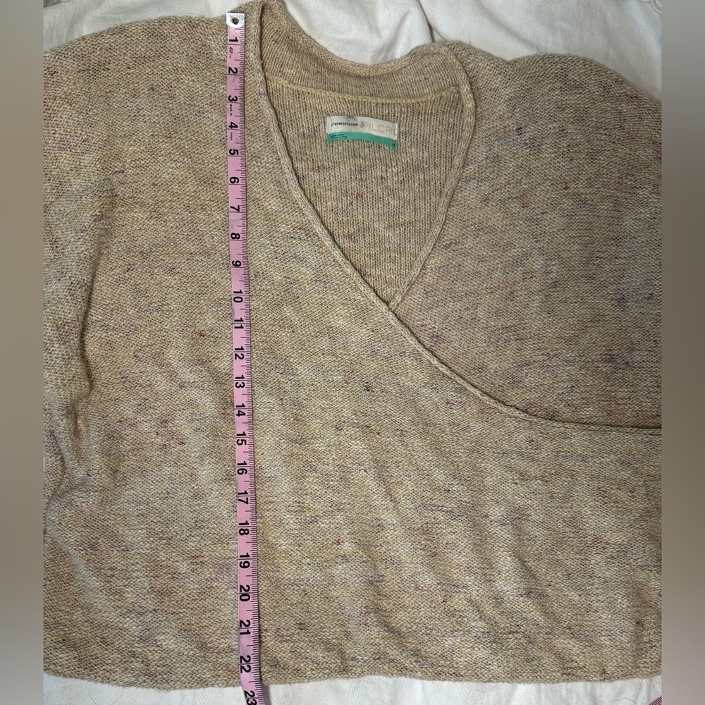 Anthropologie Pilcro Drew Surplice Beige Patterned Women's Sweater Size 1X - Picture 8 of 12